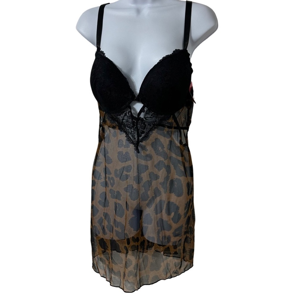 Black Fuchsia cheetah print Nightie NWT SIZE 1X